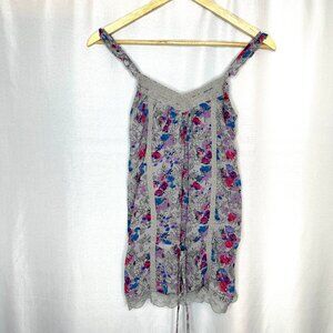 Decree Fairy Hippie Indie Lace Ruffle Lined Camisole with Drawstring Waist Small